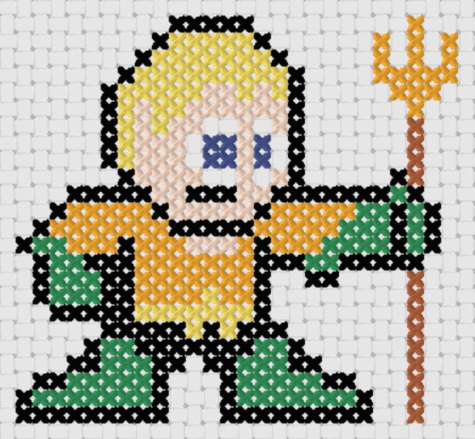 Preview of Free Justice League’s Aquaman cross stitch pattern (small)