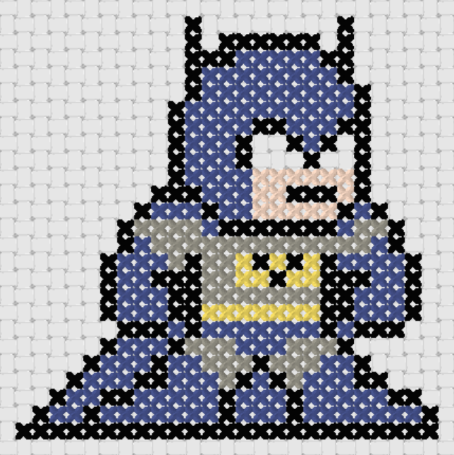 Preview of Free Justice League’s Batman cross stitch pattern (small)