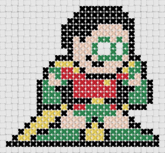 Preview of Free Justice League’s Robin cross stitch pattern (small)