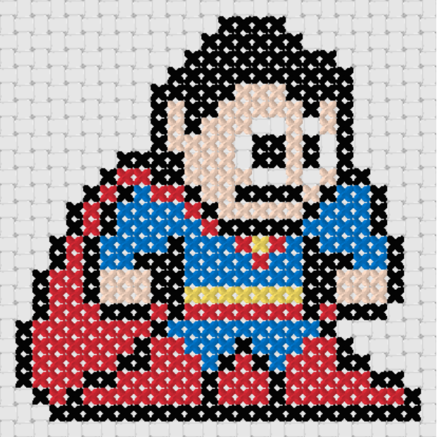 Preview of Free Justice League’s Superman cross stitch pattern (small)