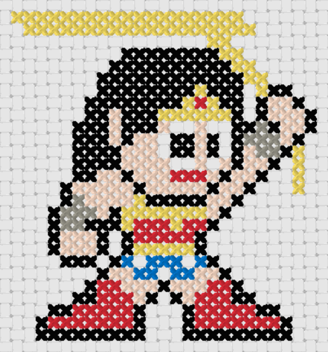 Preview of Free Justice League’s Wonder Woman cross stitch pattern (small)