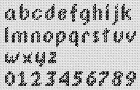 Preview of Cross Stitch Fonts: Retro Game Small Letters with Numbers