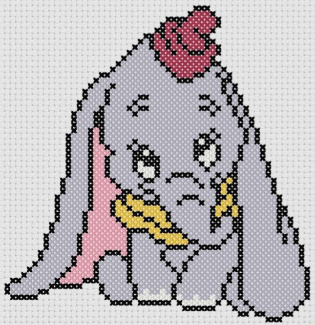 Preview of Dumbo cross stitch pattern free download