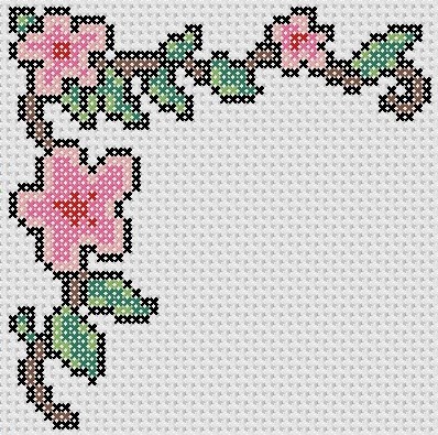 Preview of Cross stitch Flower border pattern: Flowery Corner