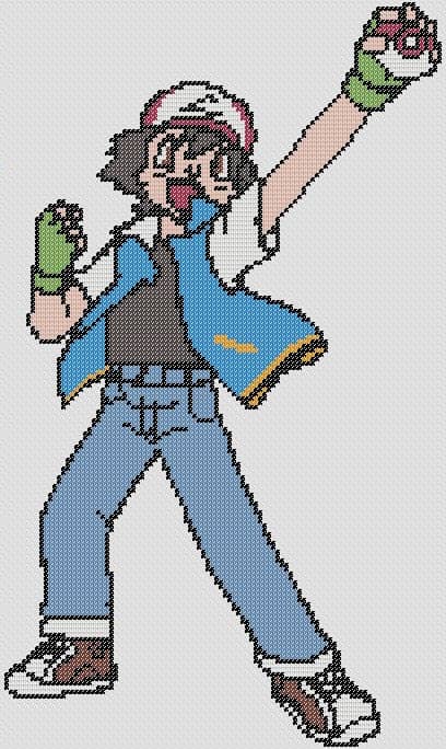 Preview of Easy anime cross stitch patterns: Pokemon’s Ash Ketchum