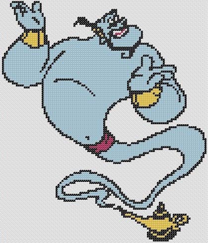 Preview of Free Disney cross stitch patterns: Aladdin’s Genie