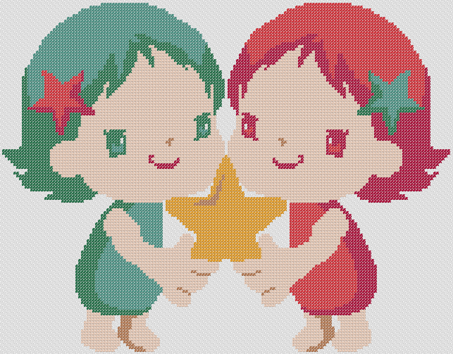 Preview of Cross Stitch Patterns: Baby Gemini (Baby Zodiac Series)