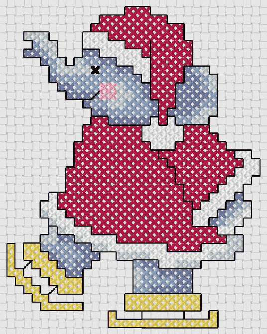 Preview of Small Christmas Cross Stitch Patterns: Santa Elephant