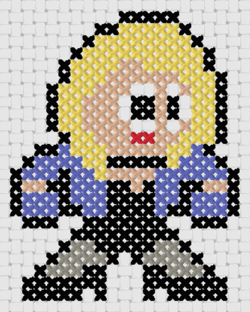 Preview of Free Justice League’s Black Canary cross stitch pattern (small)